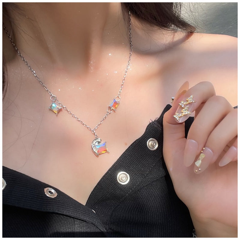 Collier fantaisie style Y2K avec perles, 2 colliers, cristal coloré