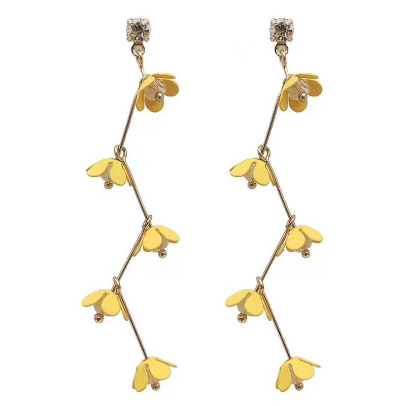 Boucles d'oreilles en argent sterling 925, bijoux élégants, à motif de fleur violette ou jaune