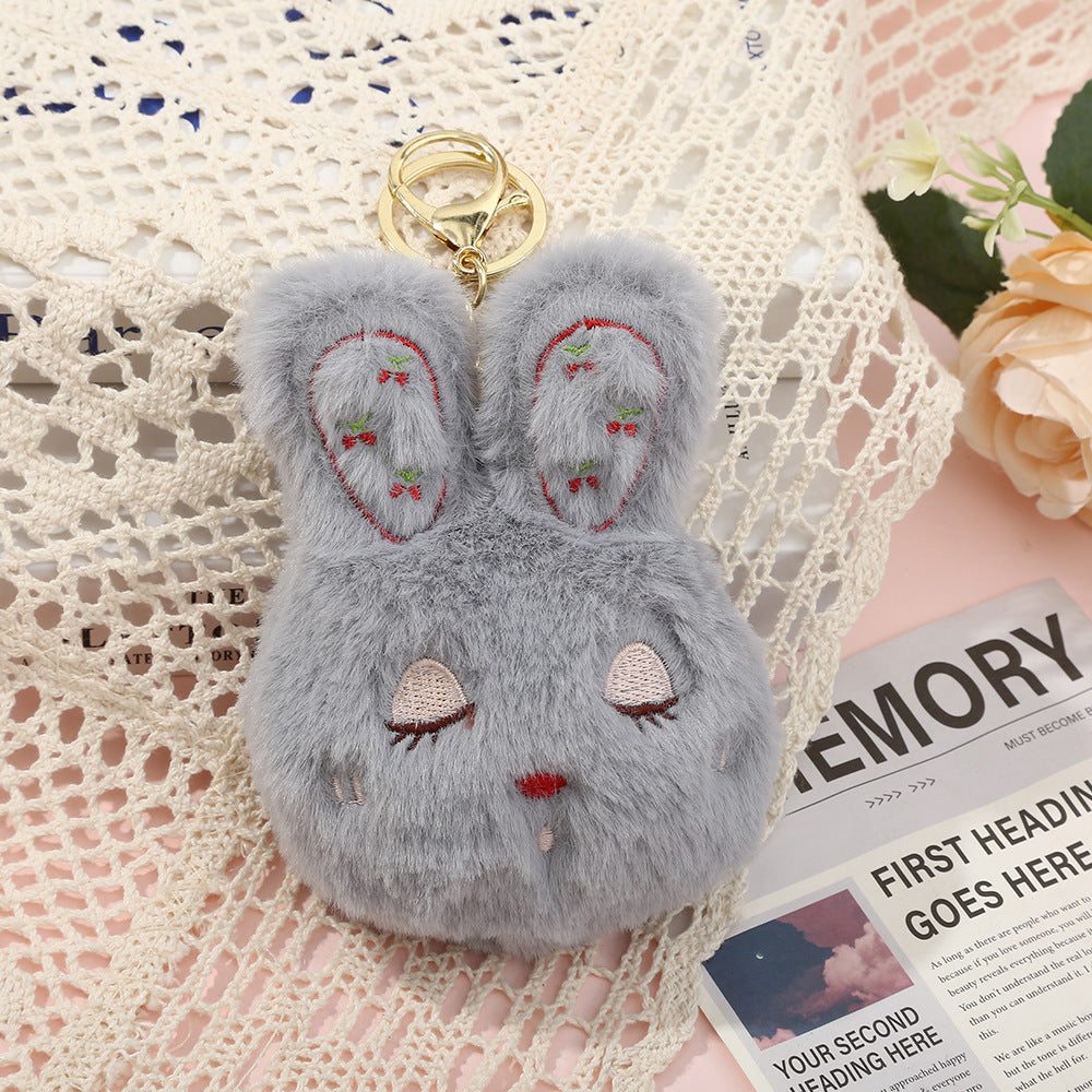 Porte-clés duveteux motif lapin mignon