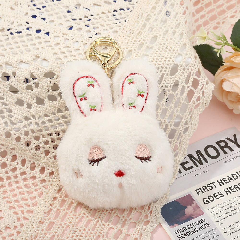 Porte-clés duveteux motif lapin mignon