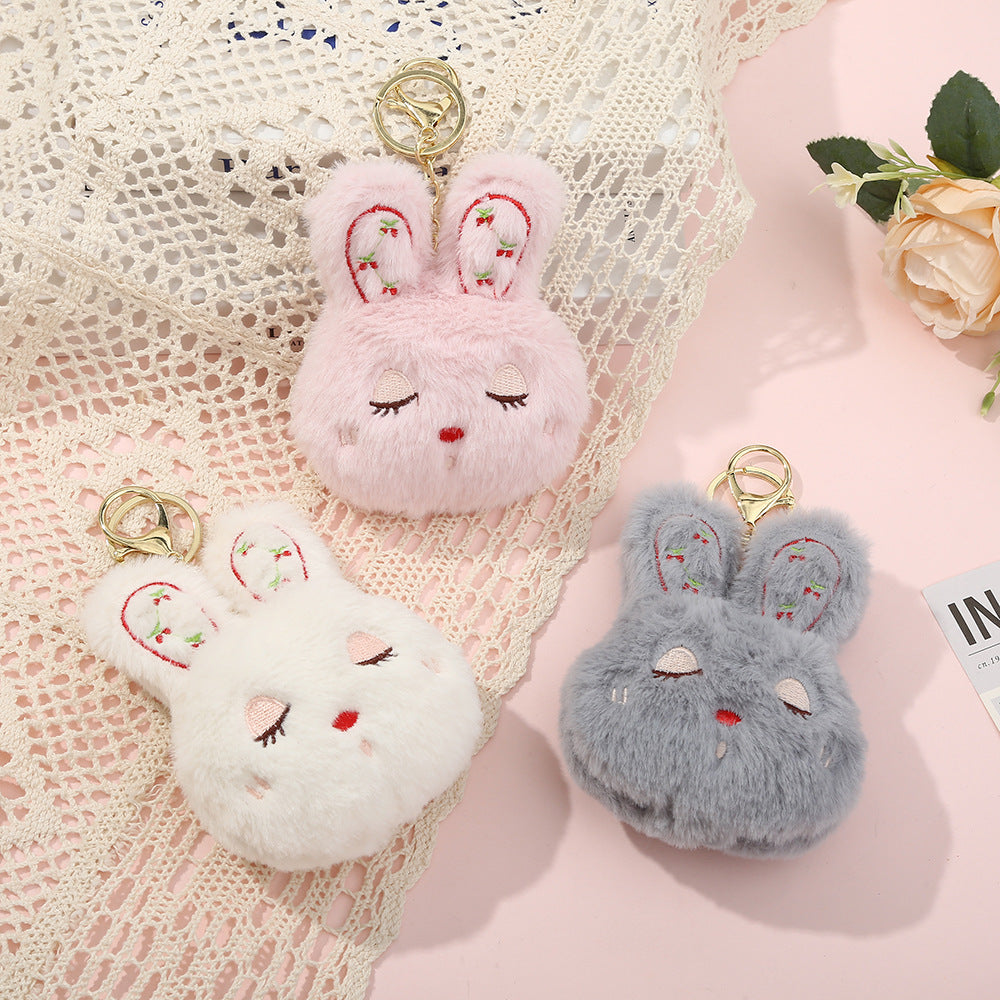 Porte-clés duveteux motif lapin mignon