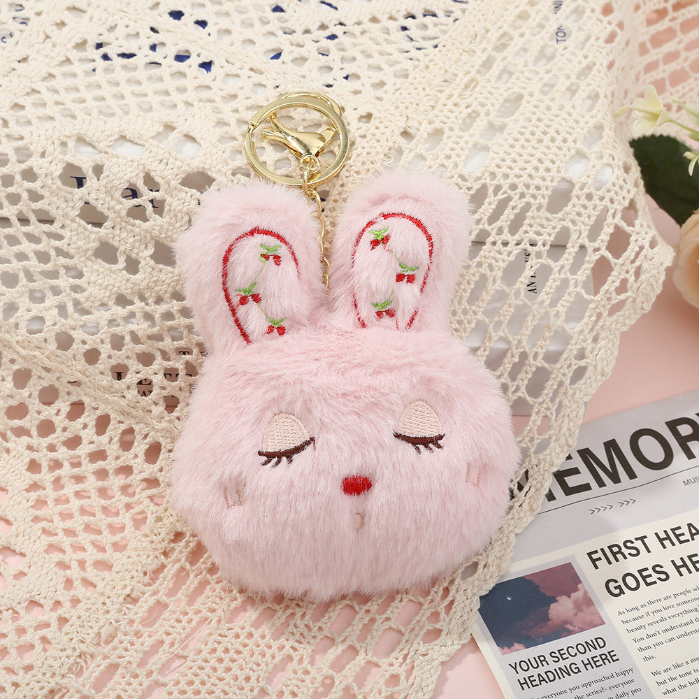 Porte-clés duveteux motif lapin mignon