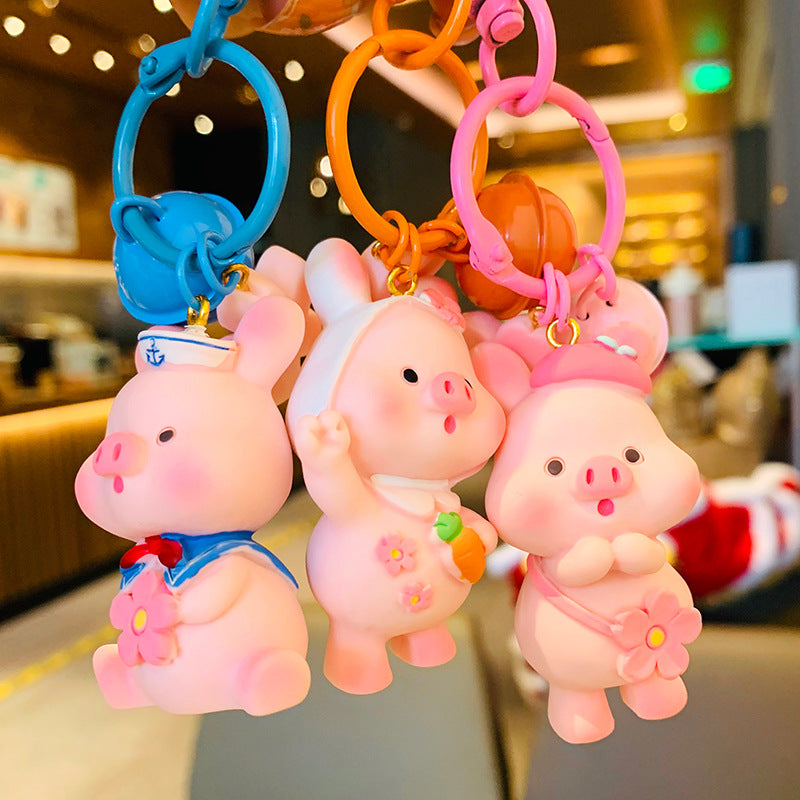 Porte-clés en résine mignon, cochon rose, cadeau pour noël