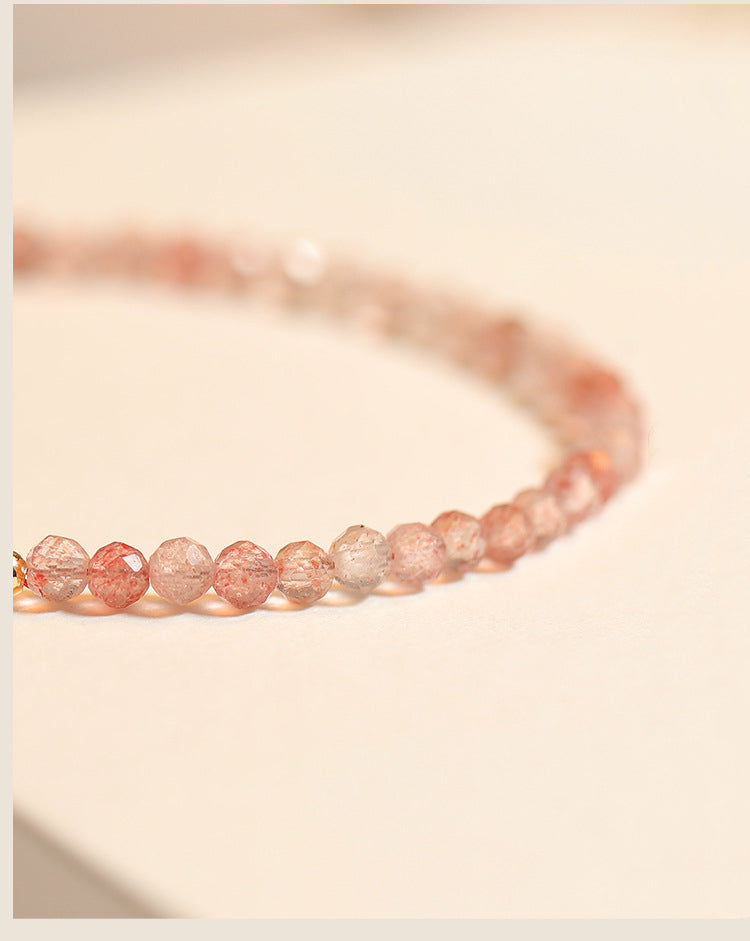 Bracelet de perles de cristal de quartz de fraise de grade A+