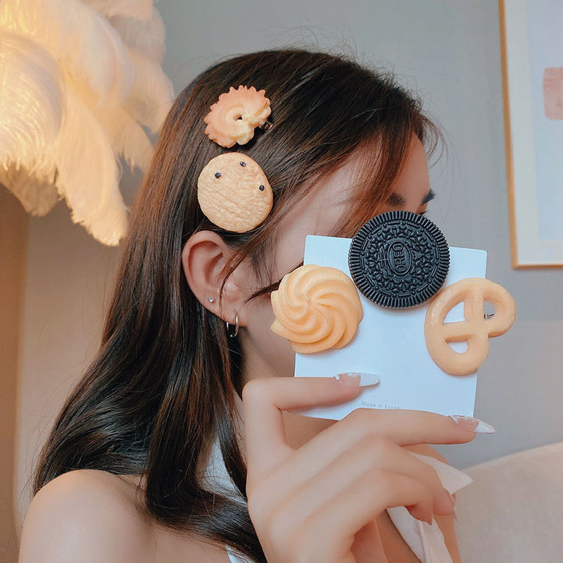Épingle à cheveux en acrylique en forme de biscuit