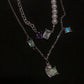 Collier fantaisie style Y2K avec perles, 2 colliers, cristal coloré